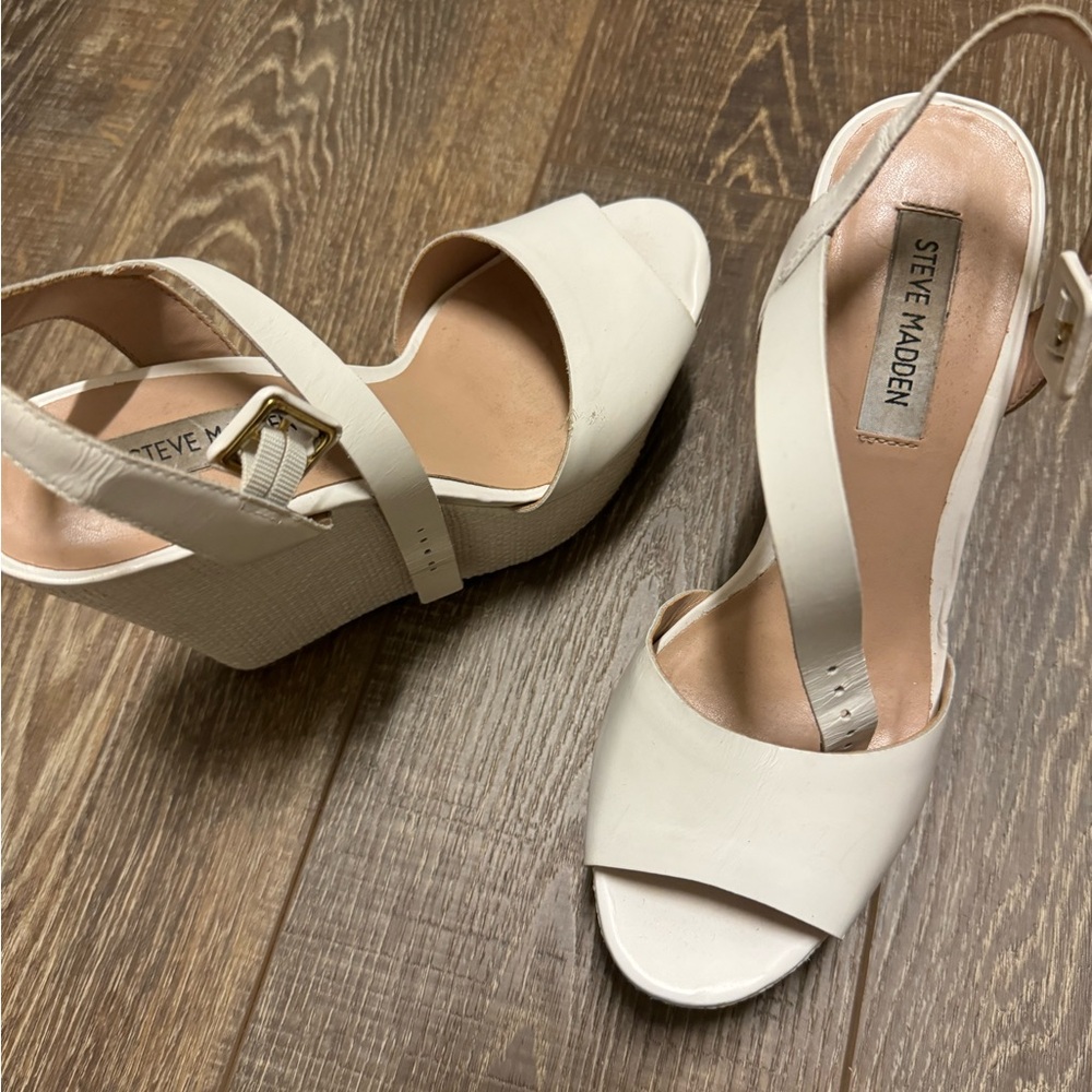 White Steve Madden wedges